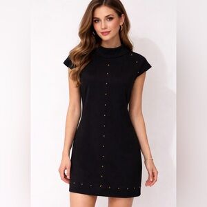 Sharagano Studio Black Mini Dress with Bead Accents Size 10